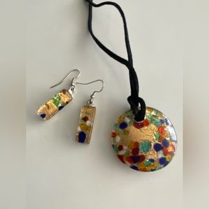 Genuine Murano glass necklace & earring set